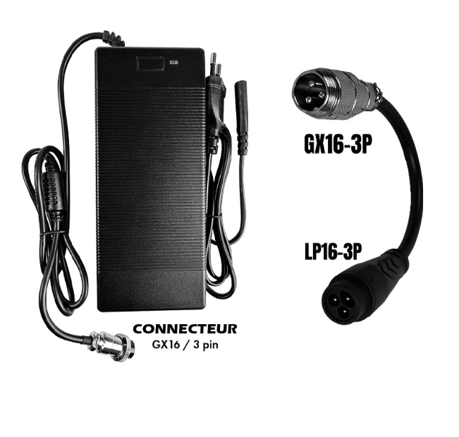 Pack Chargeur 60V ‚û°Ô∏è 67.2V / 2A (connecteur LP16-3)