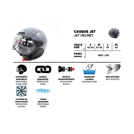 Casque JET FRV gris
