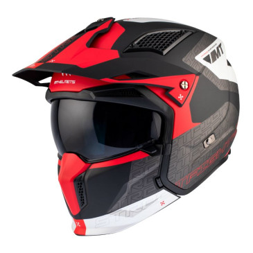 CASQUE TRIAL MT STREETFIGHTER SV S TOTEM B15 GRIS/ROUGE MAT L SIMPLE ECRAN TRANSPARENT