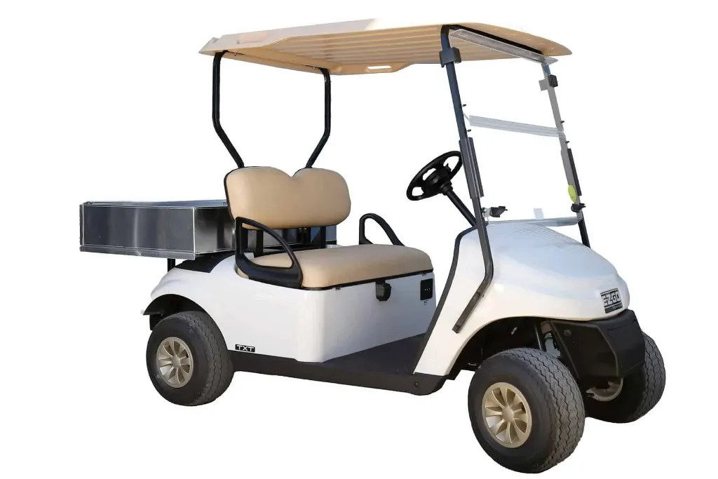 Golfette Club Car  - 2 places + benne courte  - 2 seats + short bucket (1m x 1m) (Blanc)